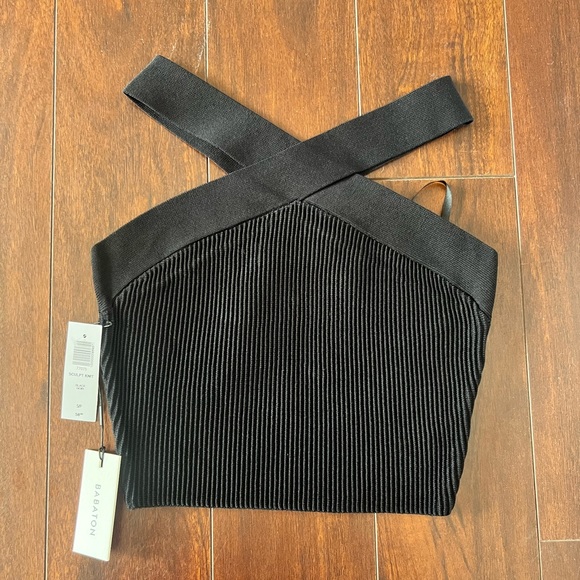 NWT Babaton Sculpt Knit Criss Cross Cropped Tank - Picture 2 of 4